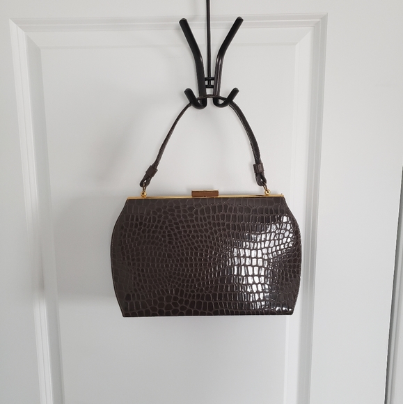 Vintage Handbags - VINTAGE Brown Patterned Top Handle Purse